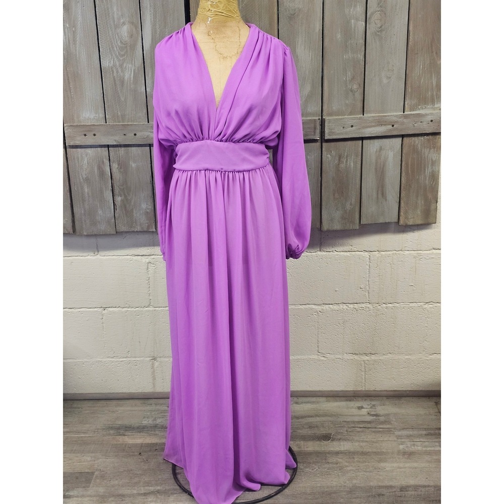 Vintage 1970's Joy Stevens V-neck Maxi Dress Purple size 10